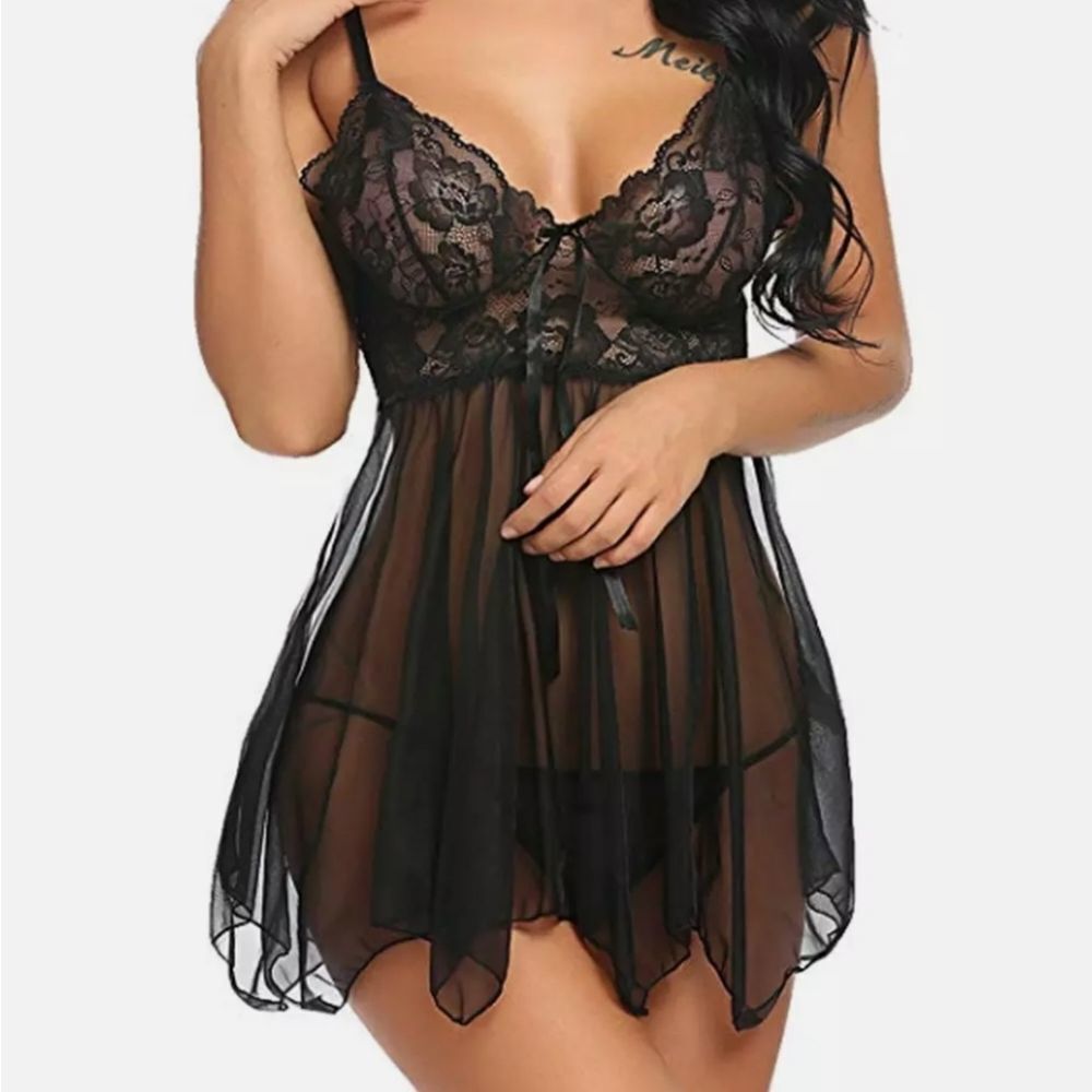 Sexy Lingerie Babydoll Lace Sleepwear See Through